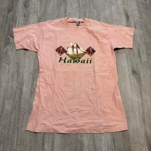 Vintage early 90's Hawaii destination single stitch light pink shirt size large